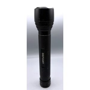 Defiant LED Flashlight Black Aluminum Knurled Grip Handheld 10" Utility Light